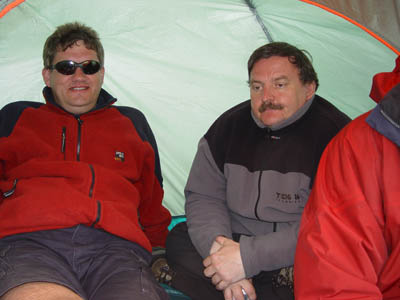 BMFA League 5 - S. Wales John McCurdy and Dave Woods sheltering.