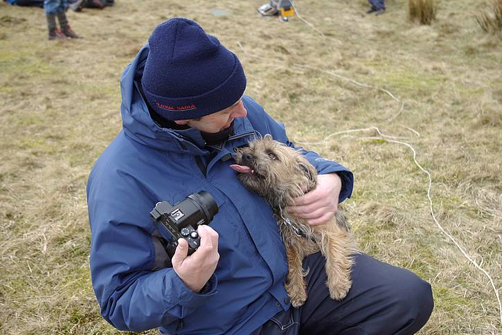 Mike Evans chews the F3F cud with his canine friend.