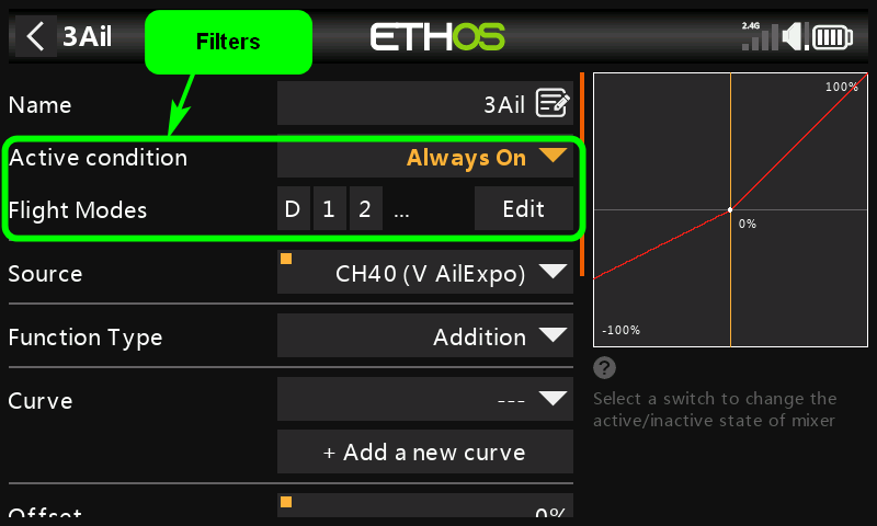 screenshot of filter fields