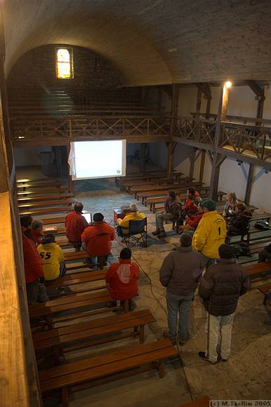 Nasty weather no problem - the organisers simply laid on an F3F sim in the chapel. Great fun.