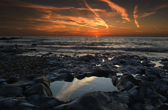 Sunset, captured at nearby Ogmore on Sea