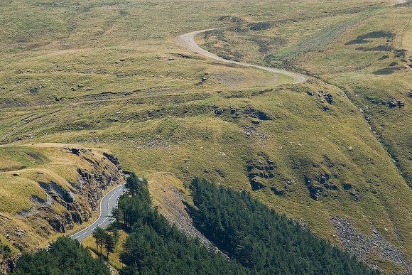 The road from Nanty Moel, with the track to Mickeys slope in the background.