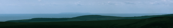 We woz there!! It was just possible see Lundy Island, way out beyond Port Talbot. This is a tiny crop from the original image.