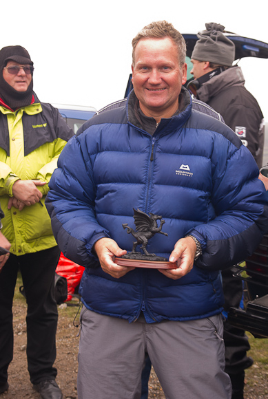 Simon was in the running all the way to the line. Here with his runner up trophy.